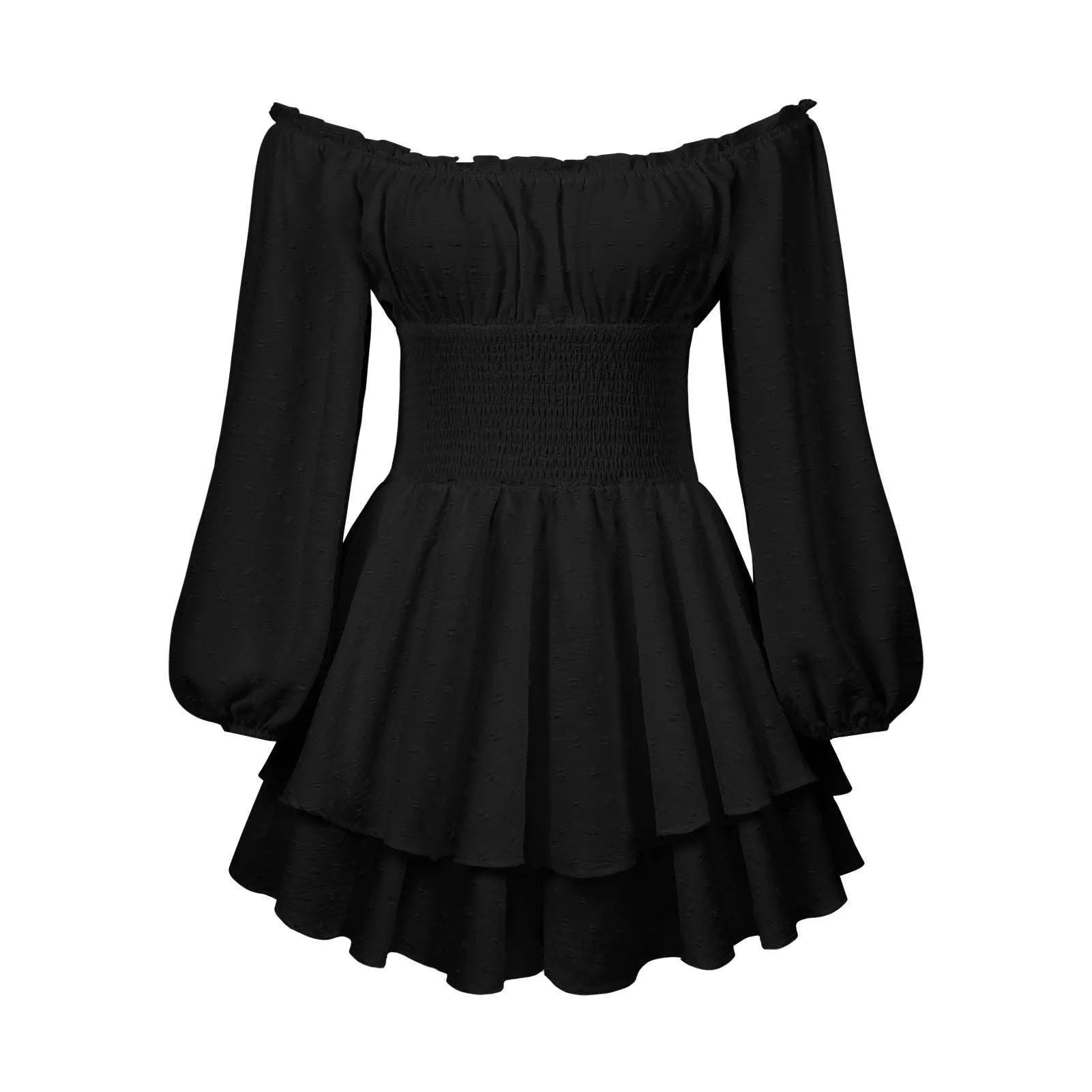 Ladies Wrinkle Boat Neck Daily Ruffled Jumpsuits GKAZ001