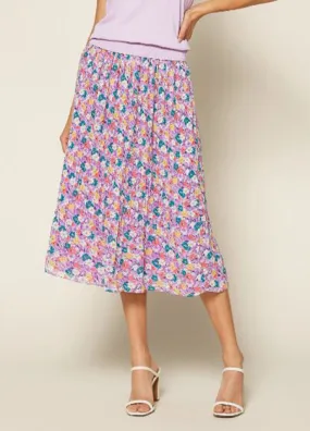 Lavendar Floral Pleated Skirt