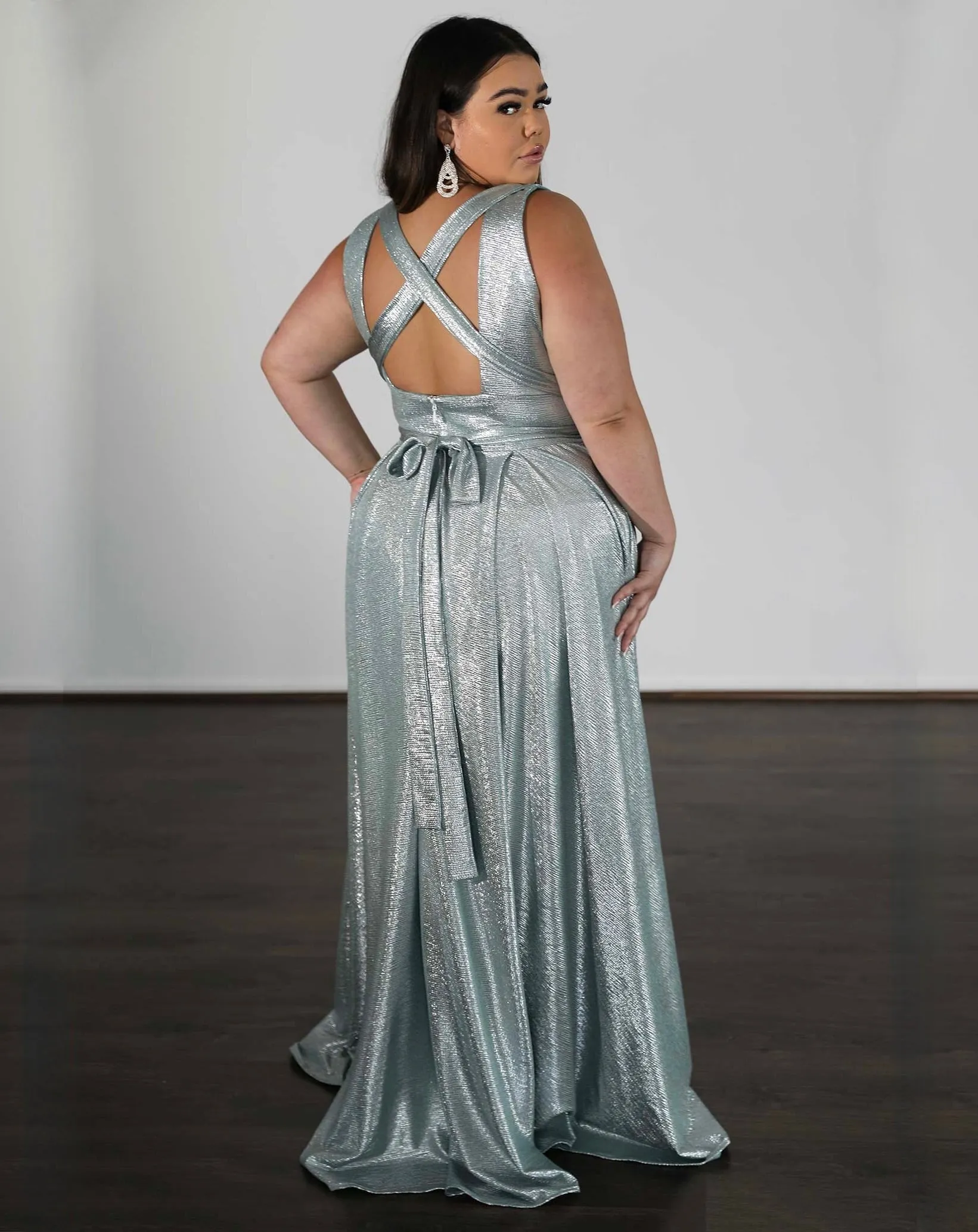 Lexa Stretch Shimmer Gown - Seafoam
