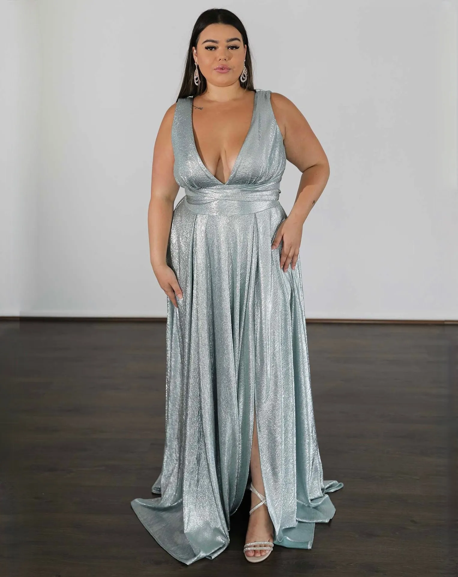 Lexa Stretch Shimmer Gown - Seafoam