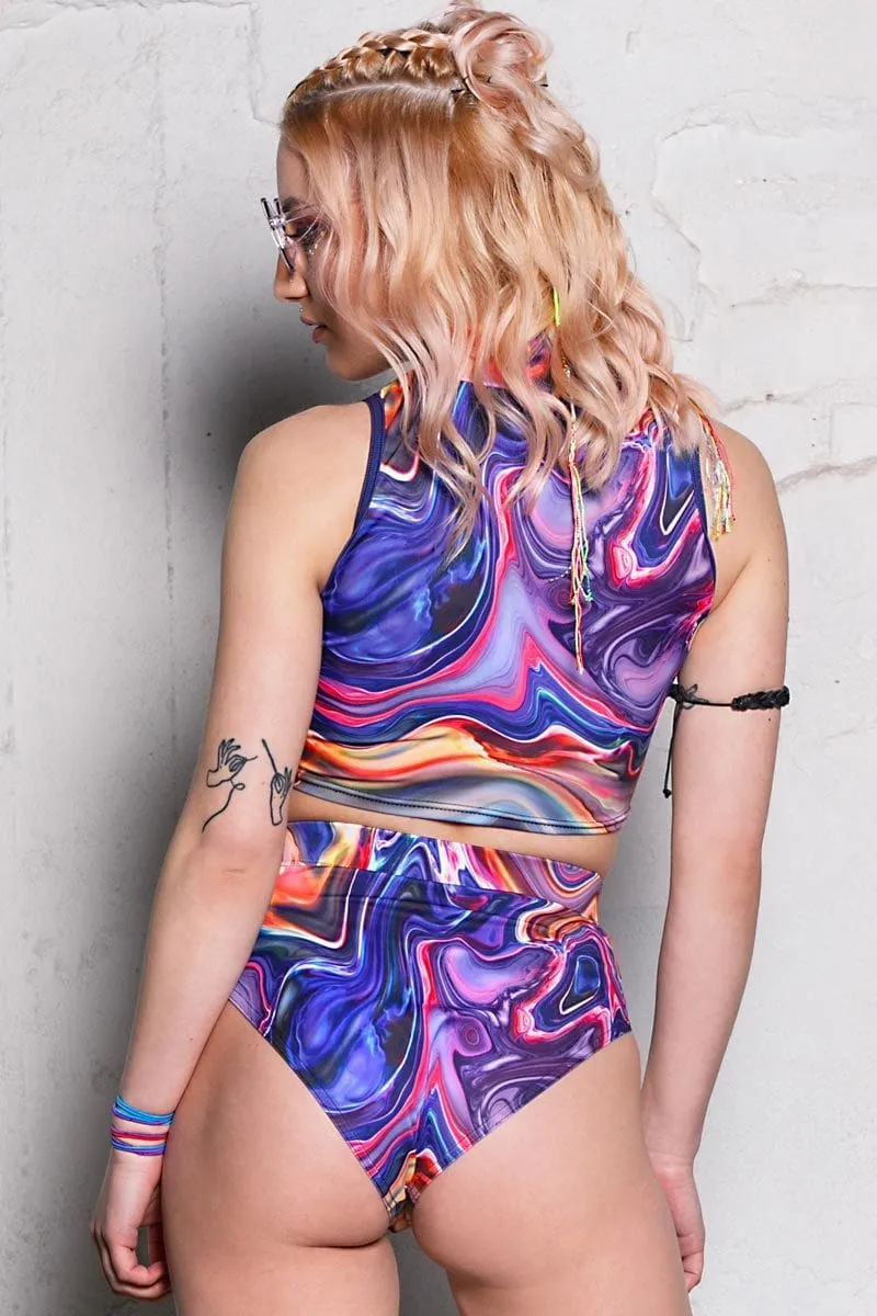 Liquid Trip Cut Out Crop Top