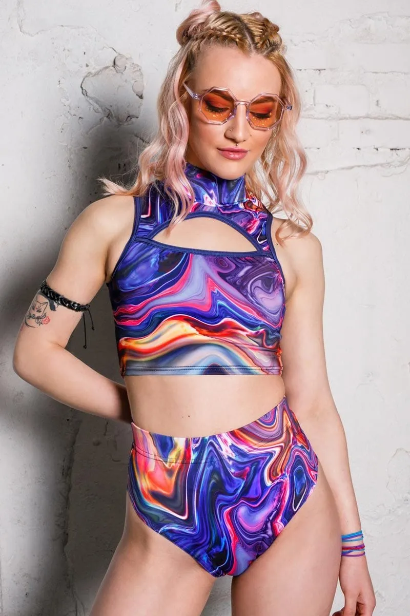 Liquid Trip Cut Out Crop Top