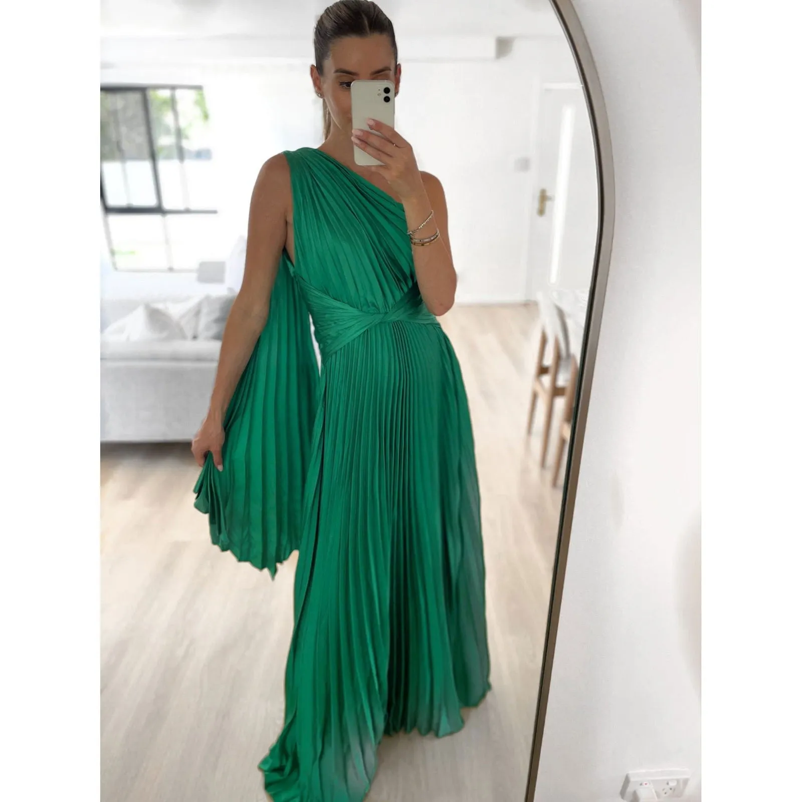LovelyRLovely Slant Shoulder Pleated Casual INS Loose Dress