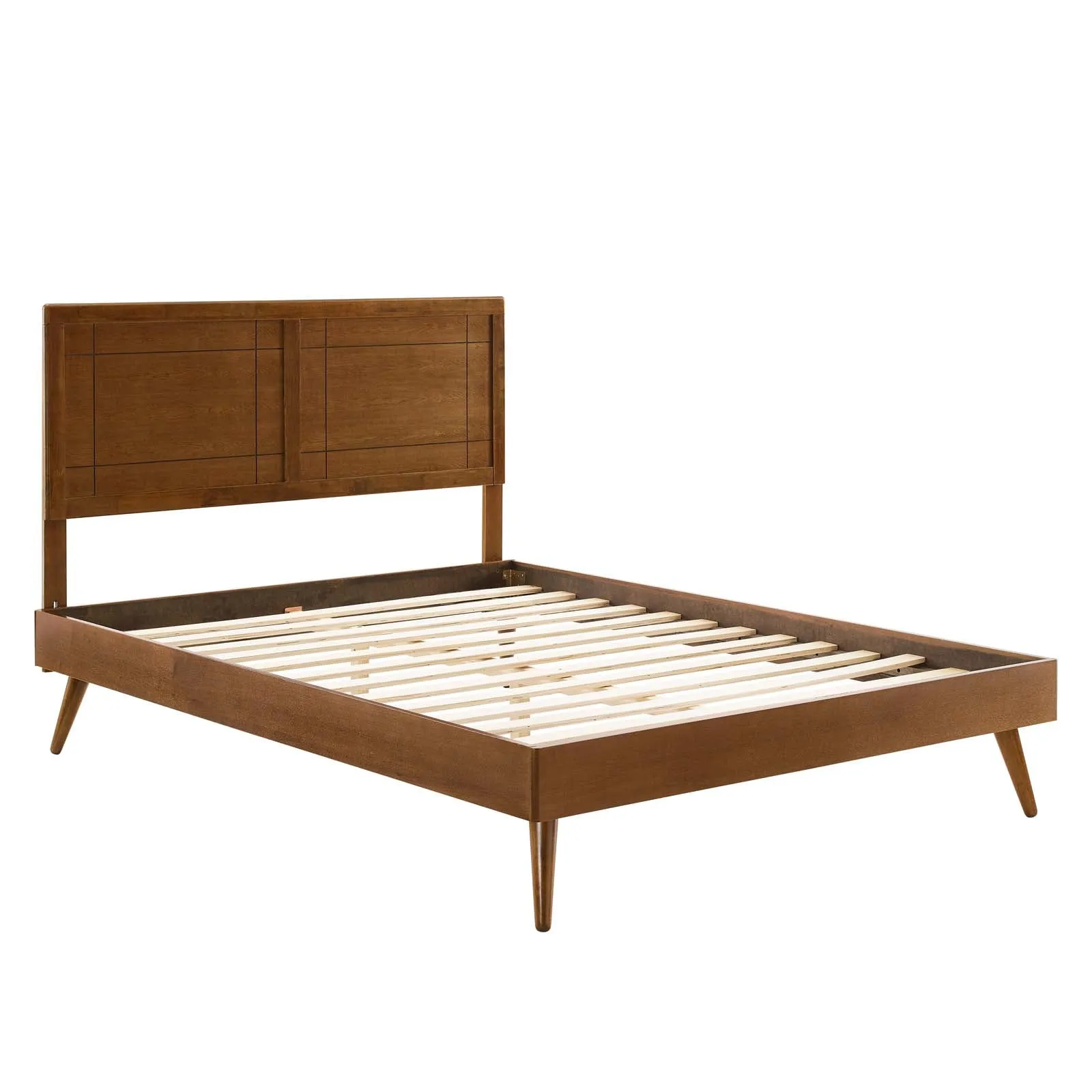 Marlee King Wood Platform Bed With Splayed Legs Walnut MOD-6629-WAL