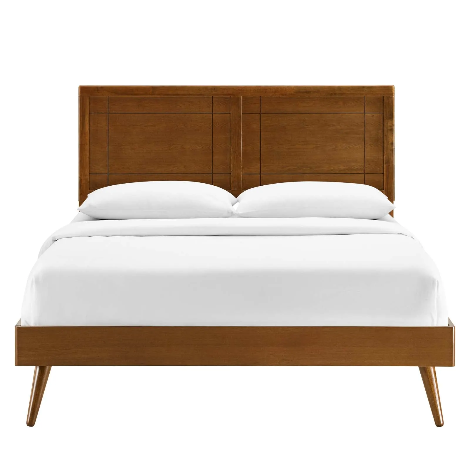 Marlee King Wood Platform Bed With Splayed Legs Walnut MOD-6629-WAL