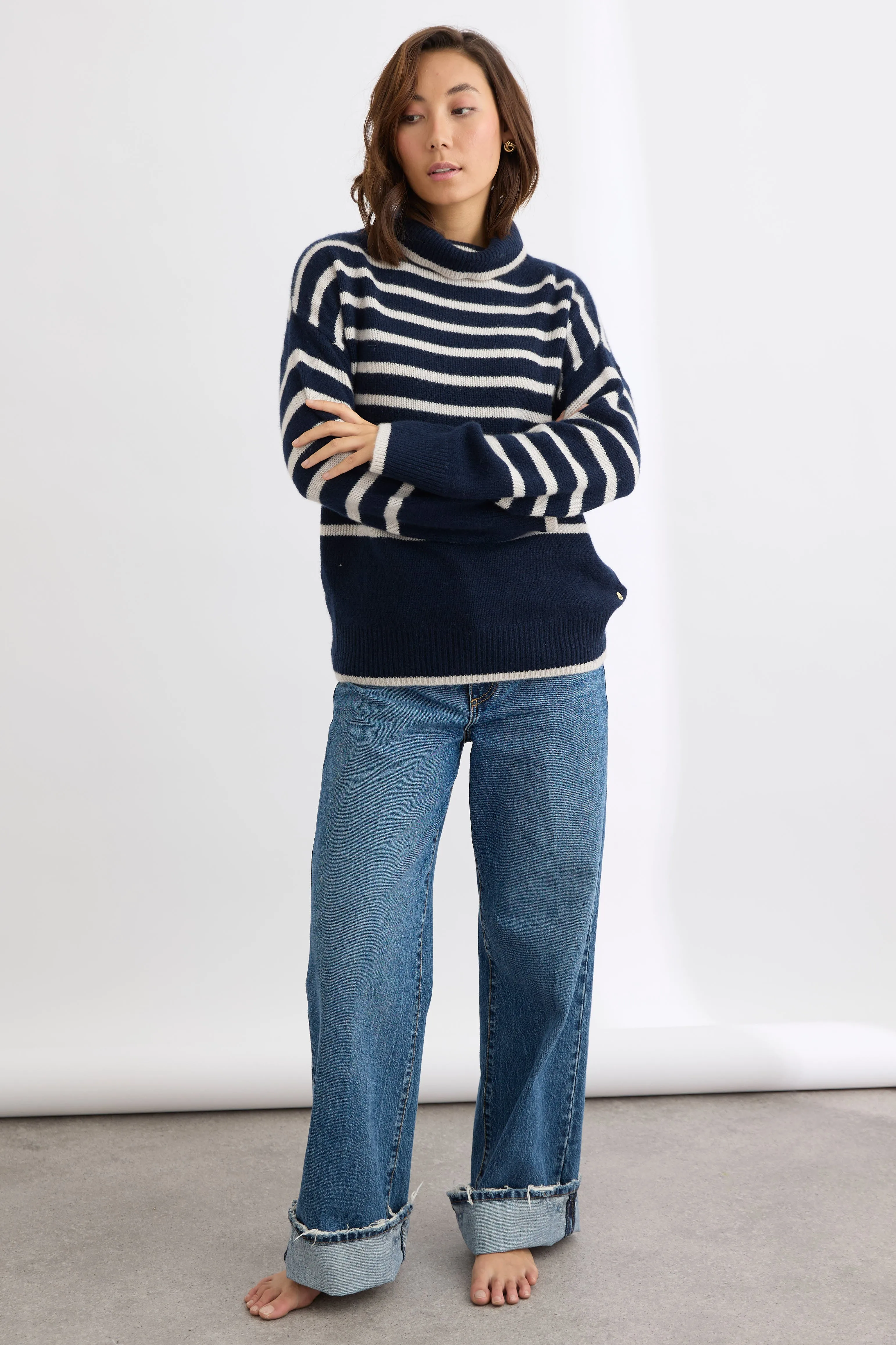 Mia Fratino Amina Turtleneck - French Navy/Alabaster