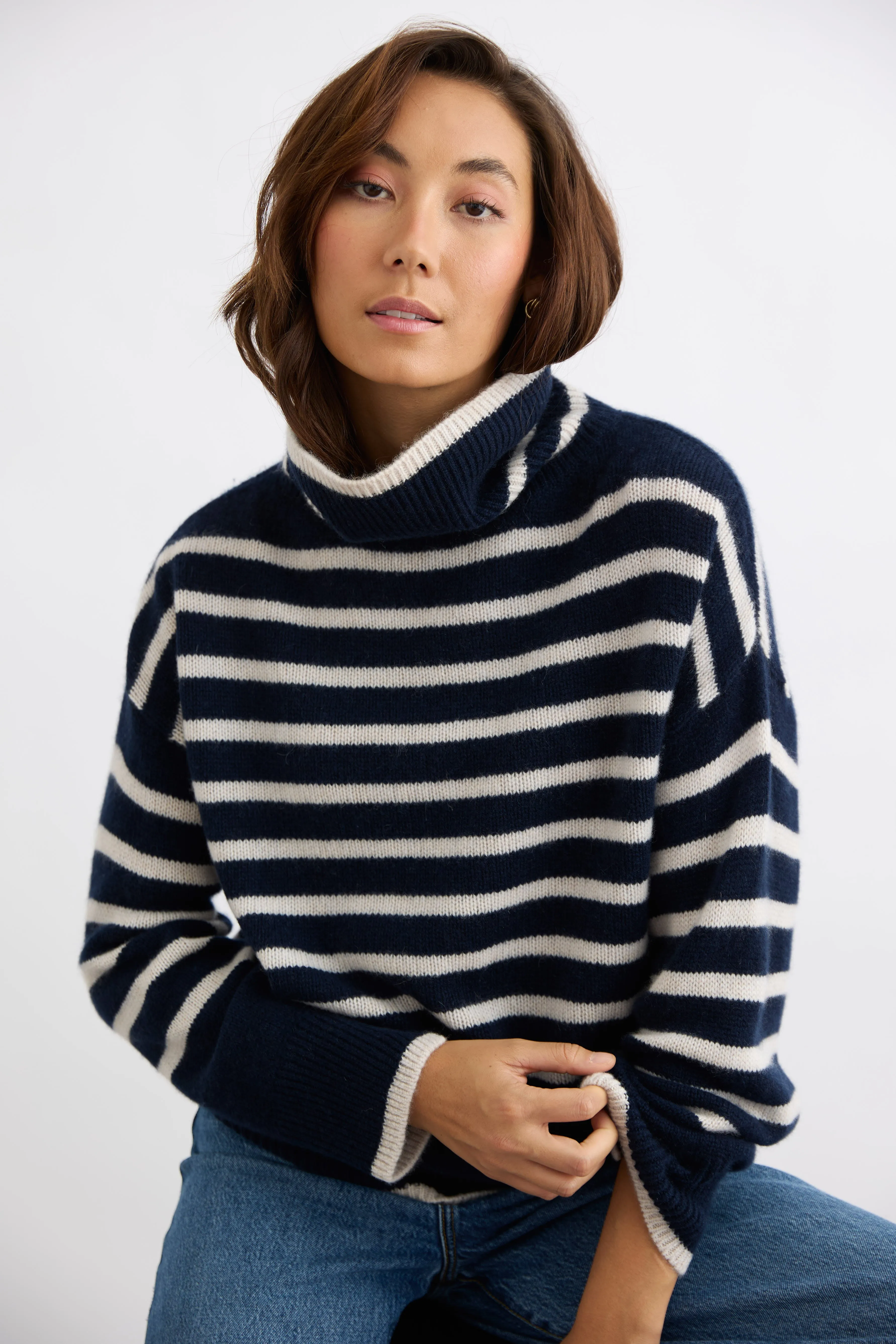 Mia Fratino Amina Turtleneck - French Navy/Alabaster