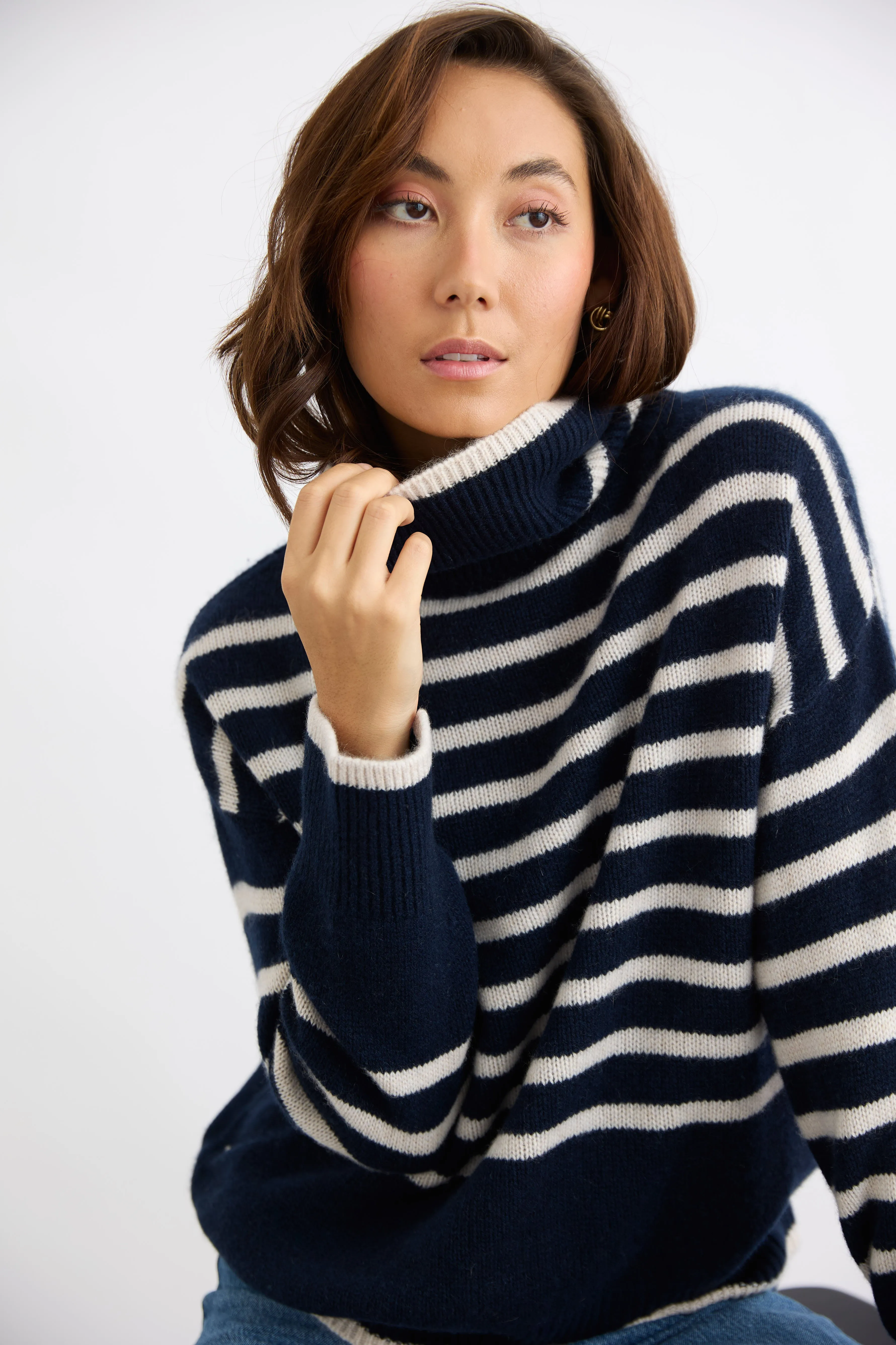Mia Fratino Amina Turtleneck - French Navy/Alabaster