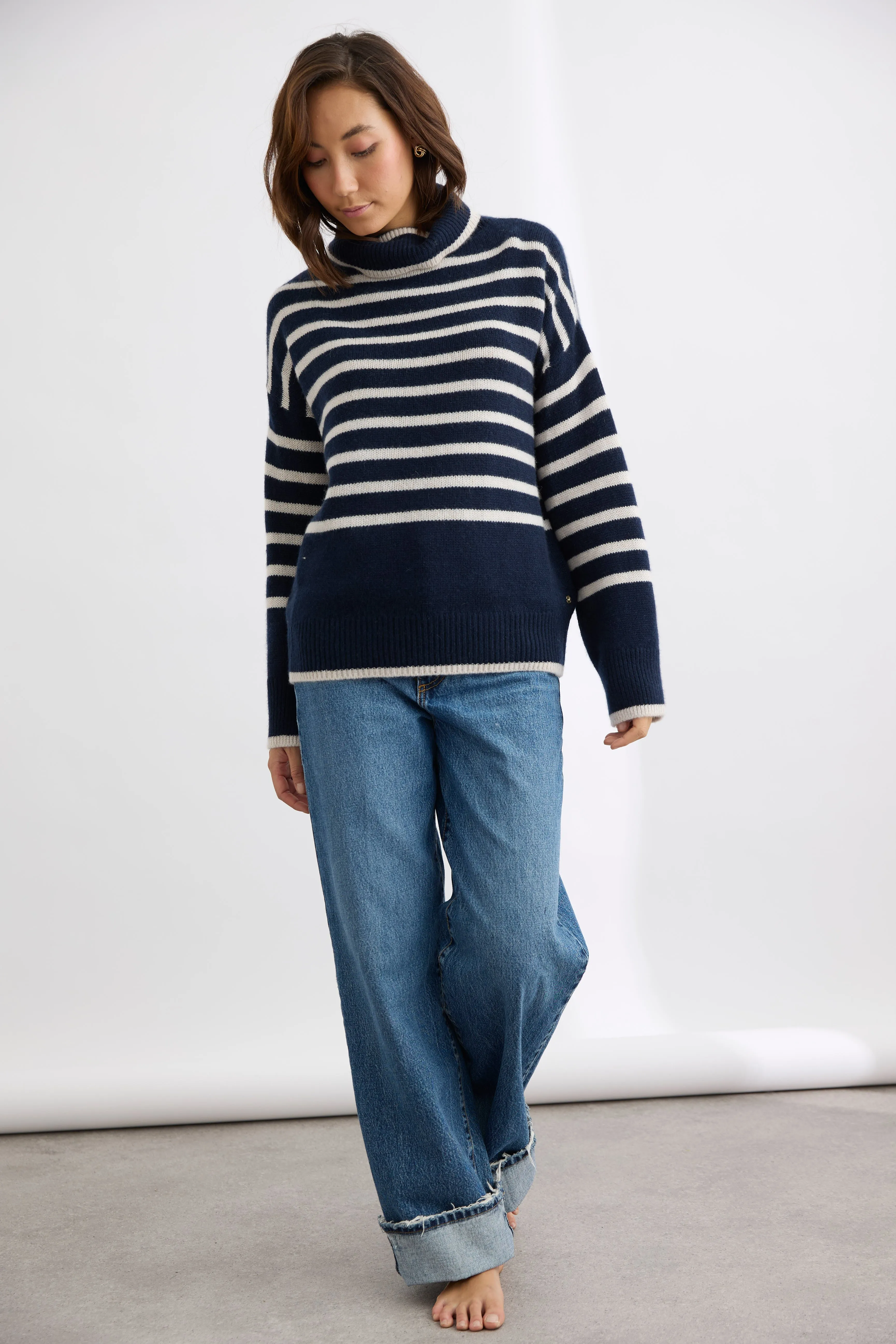 Mia Fratino Amina Turtleneck - French Navy/Alabaster