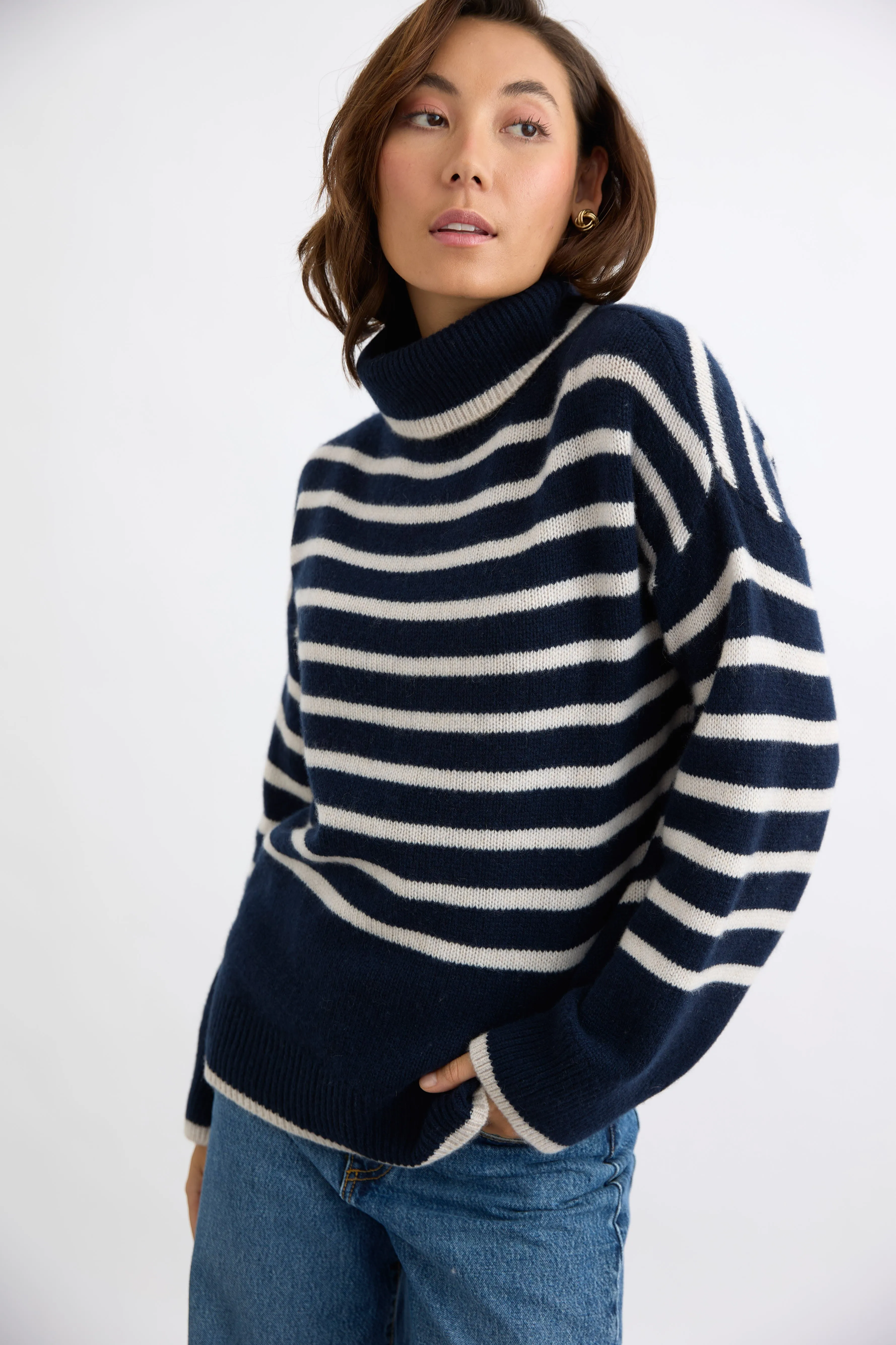 Mia Fratino Amina Turtleneck - French Navy/Alabaster