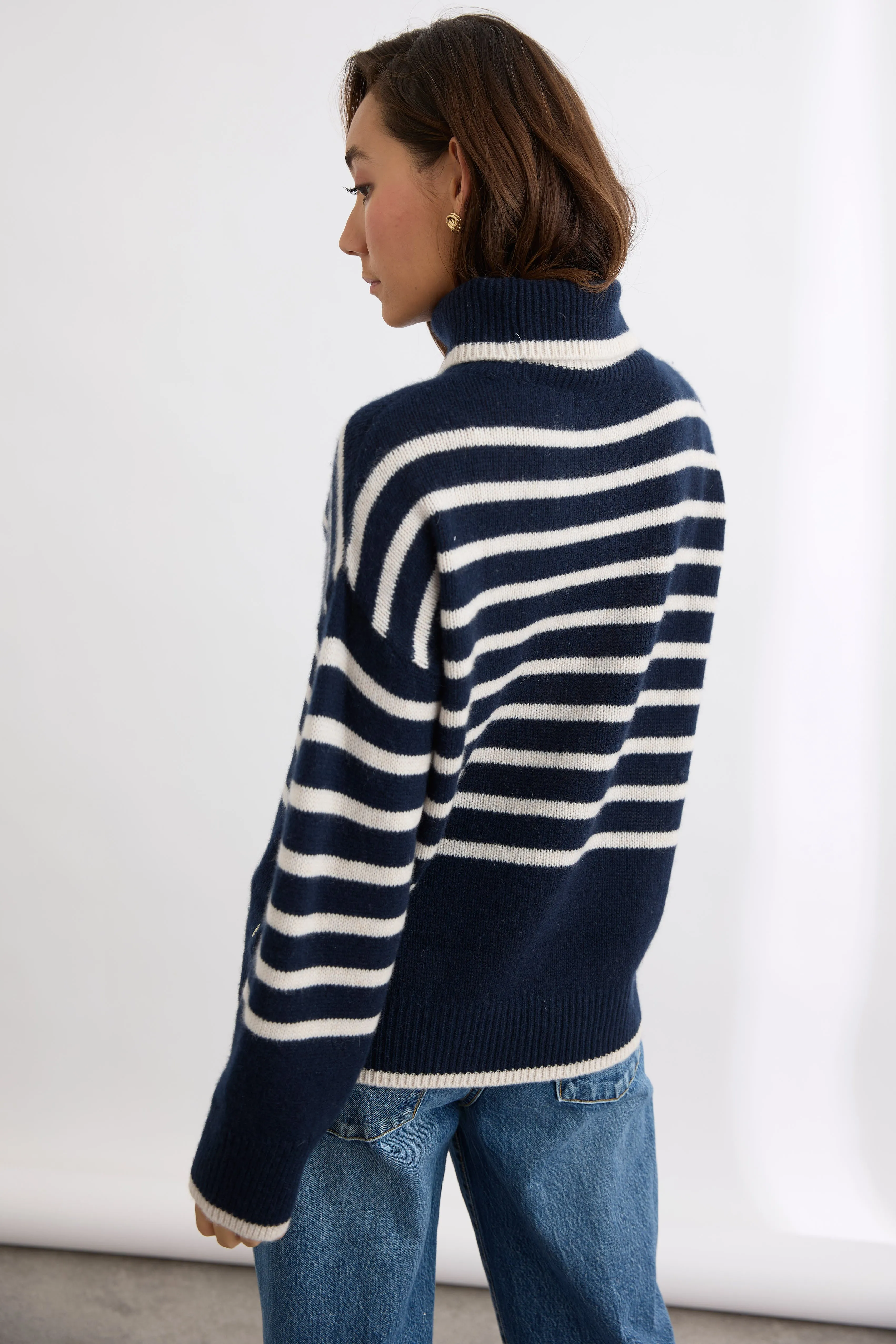 Mia Fratino Amina Turtleneck - French Navy/Alabaster