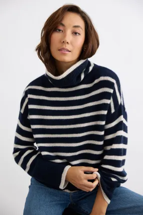 Mia Fratino Amina Turtleneck - French Navy/Alabaster