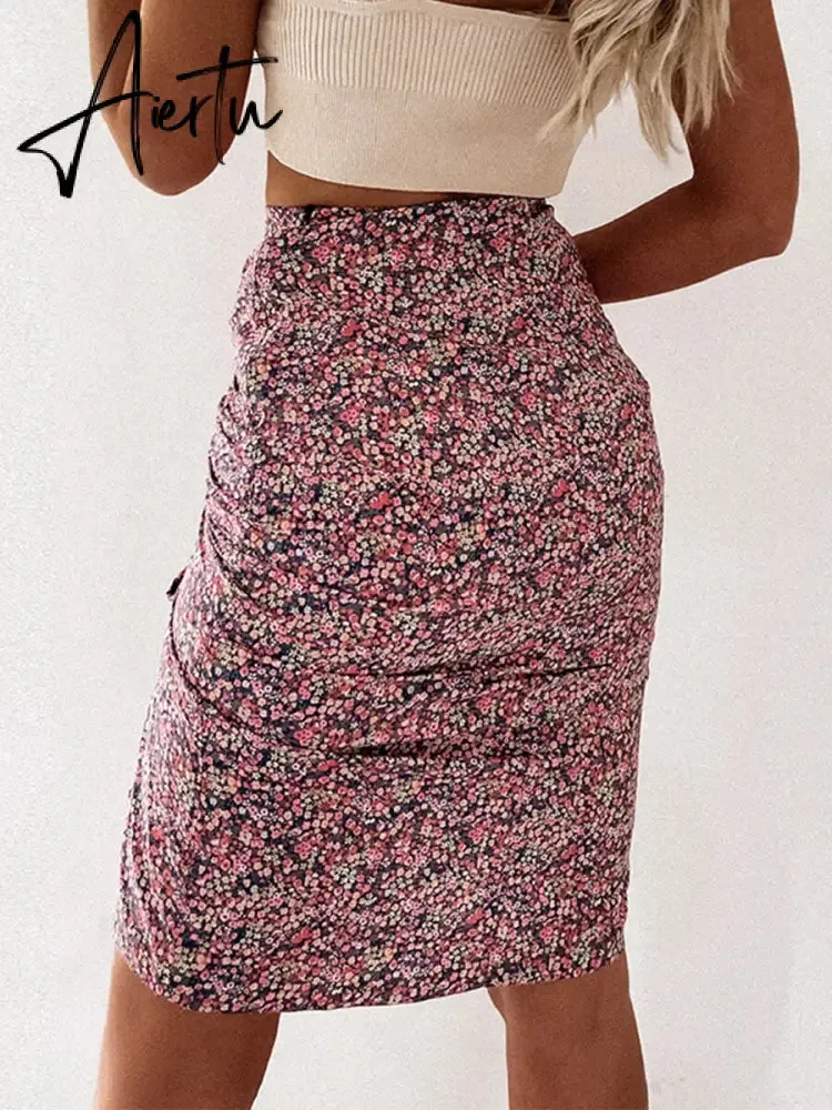Midi Skirt Women Leopard Spring Lace Up Slit Bodycon High Waist Drawstring Printed Sexy Skirt Casual Office Female Skirt