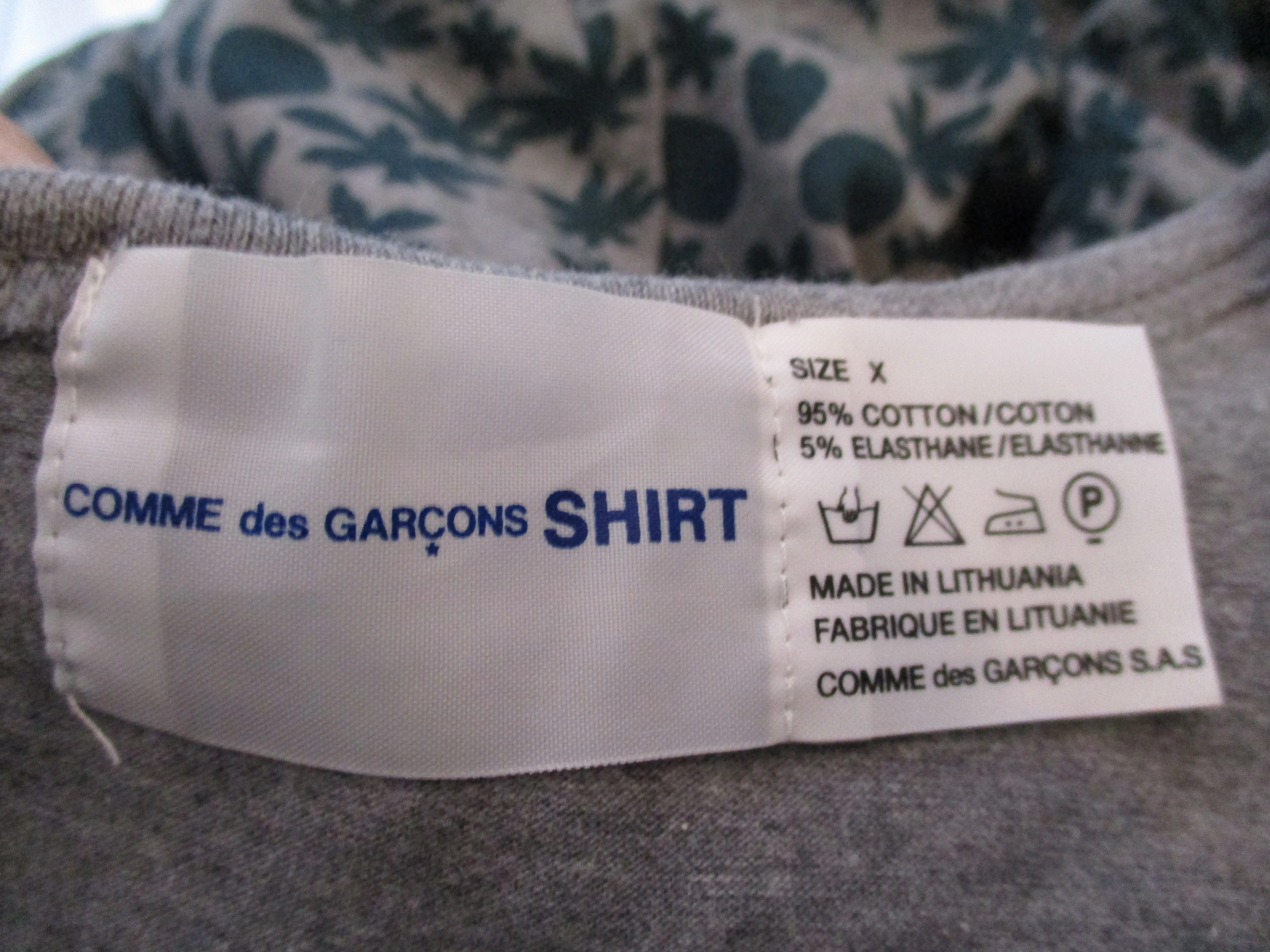 NEW COMME DES GARCONS SKULL PLANT Shirt Tee Sz X GREY Tee GRAY GREEN