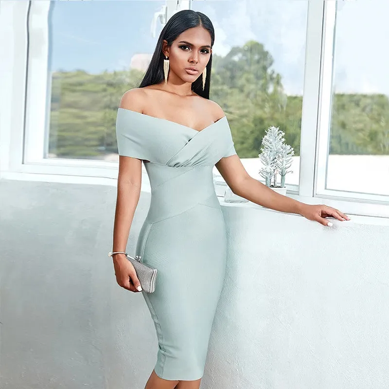 Off Shoulder Midi Party Dresses