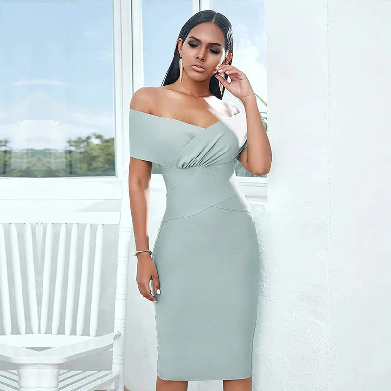 Off Shoulder Midi Party Dresses