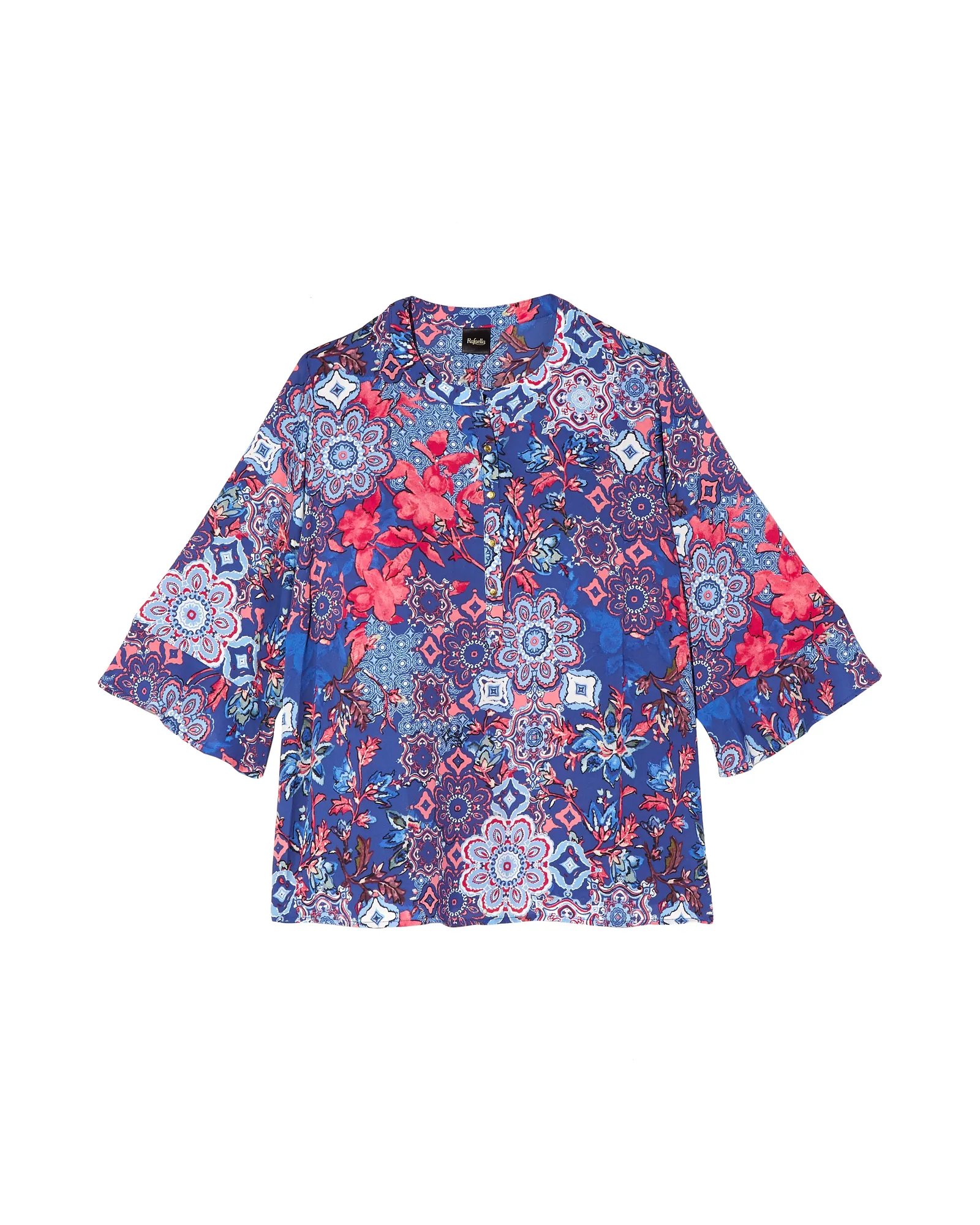 Pamela Blouse | Royal Blue / Coral