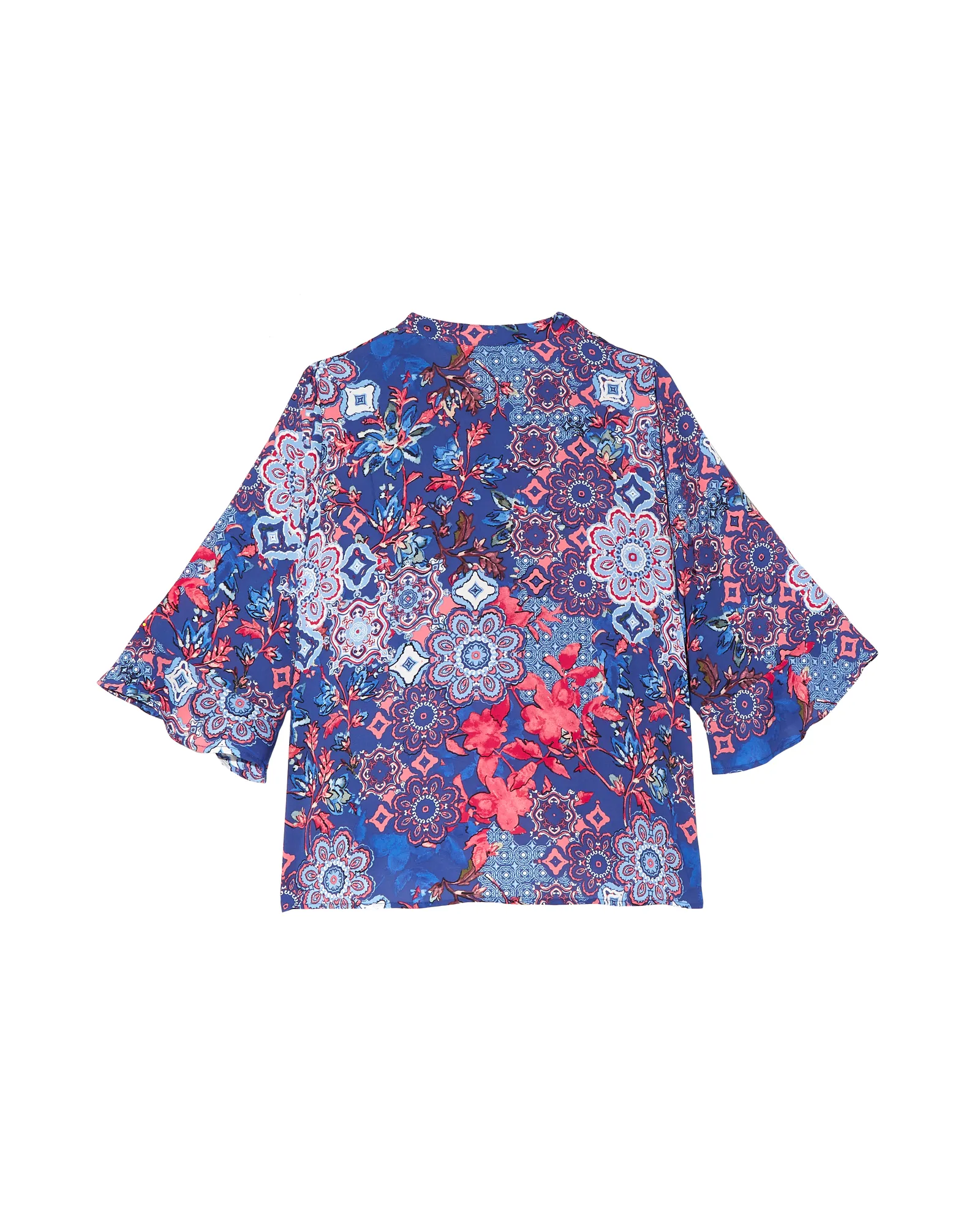 Pamela Blouse | Royal Blue / Coral