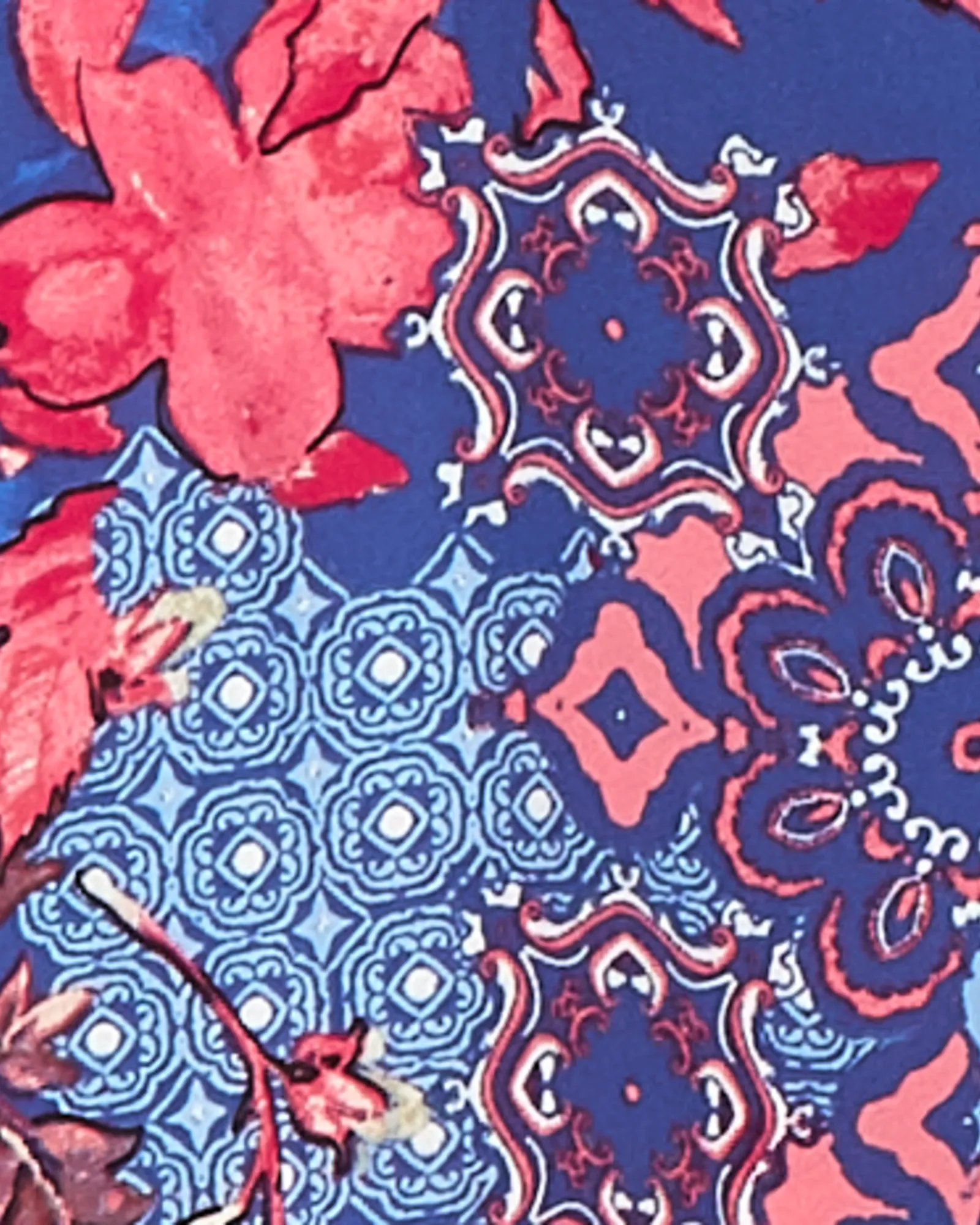 Pamela Blouse | Royal Blue / Coral