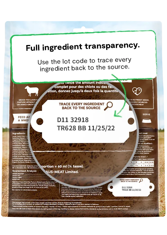 Pasture-raised Lamb Freeze Dried Raw Dog Food