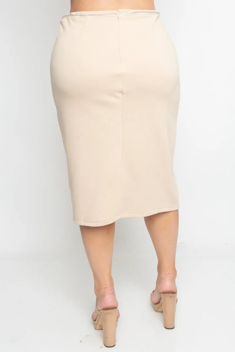 Pencil Solid Skirt w/zipper on the side (ED25001P)