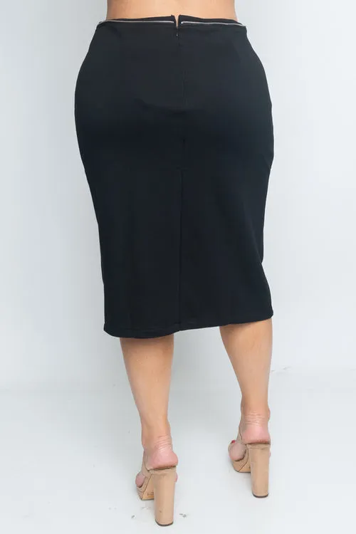 Pencil Solid Skirt w/zipper on the side (ED25001P)