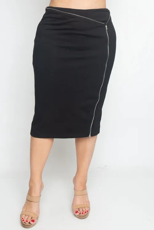 Pencil Solid Skirt w/zipper on the side (ED25001P)