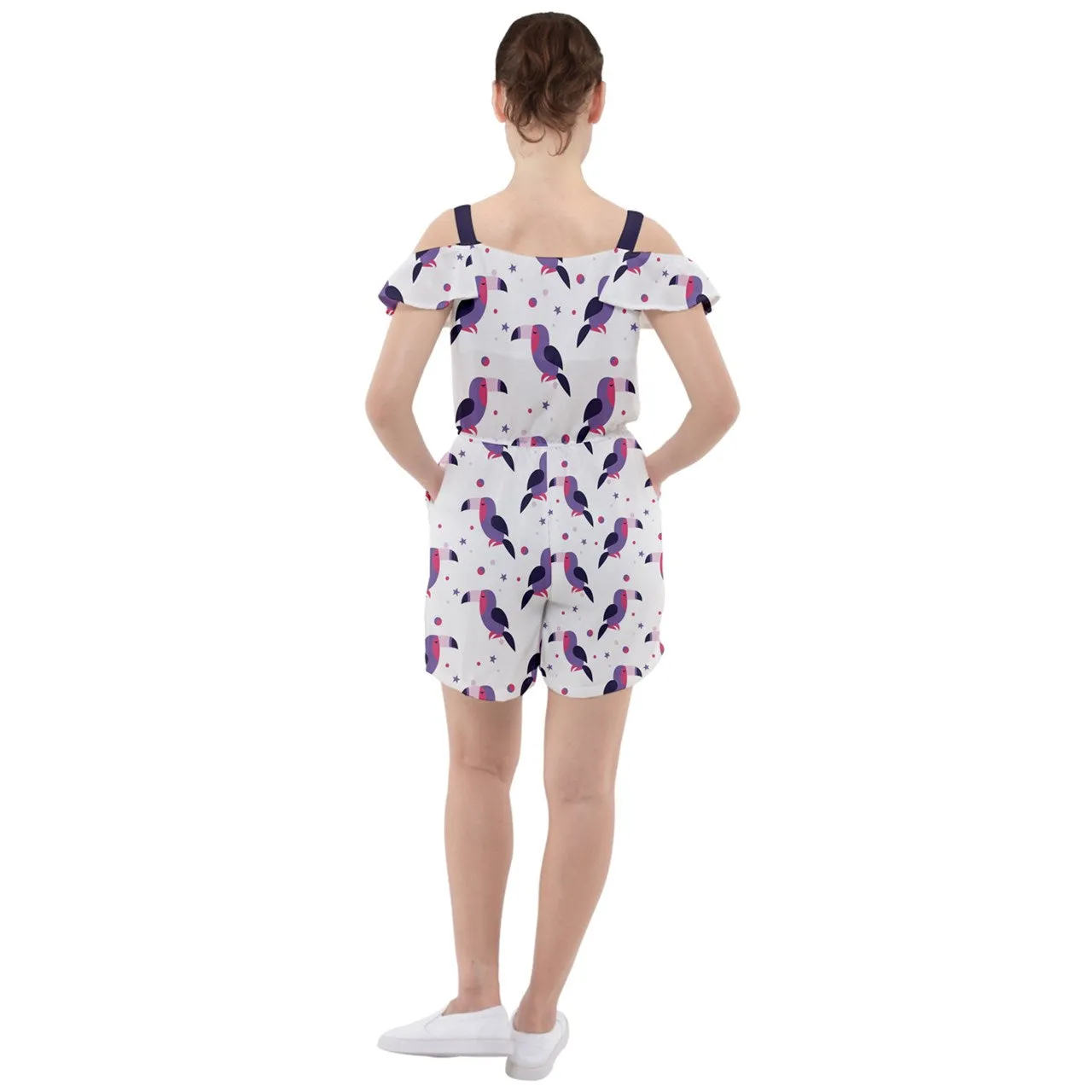 Ruffle Cut Out Chiffon Playsuit