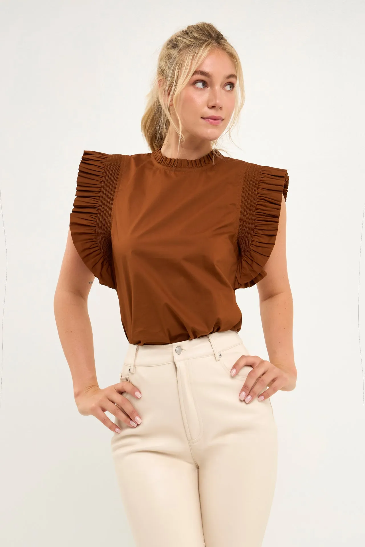 Ruffle Sleeve Top - Sale