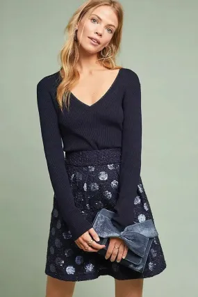 Sequin Navy Dot Mini Skirt