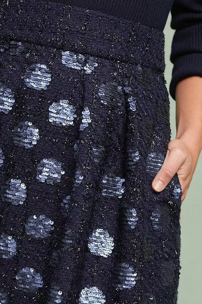 Sequin Navy Dot Mini Skirt