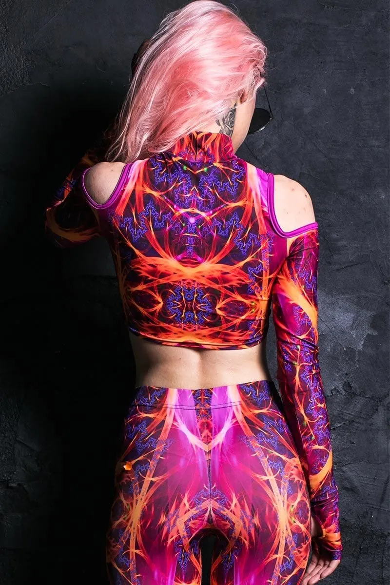 Supernova Cold Shoulder Crop Top