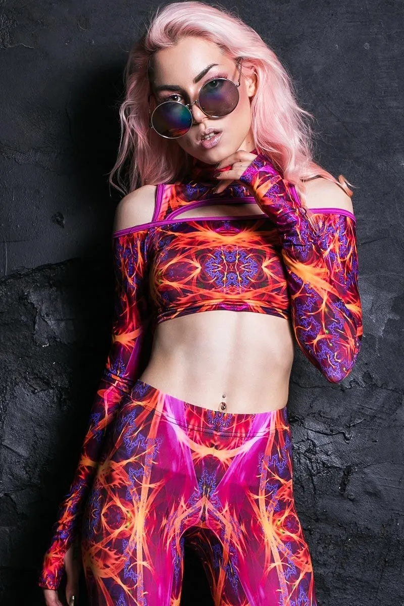 Supernova Cold Shoulder Crop Top