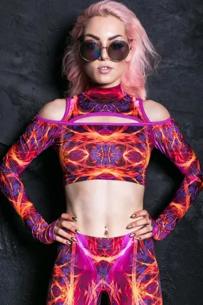 Supernova Cold Shoulder Crop Top