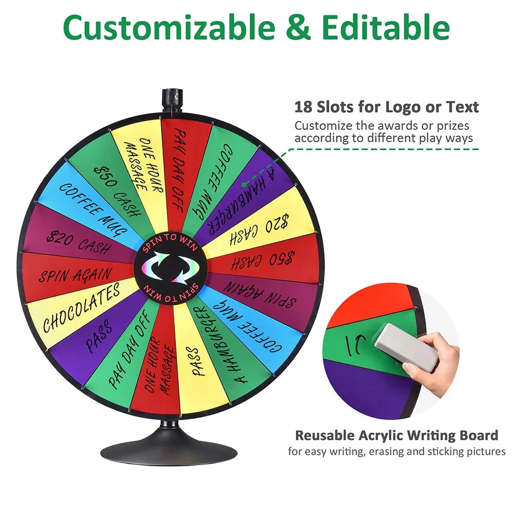 WinSpin 36" Large Color Dry Erase Prize Wheel w/ Stand