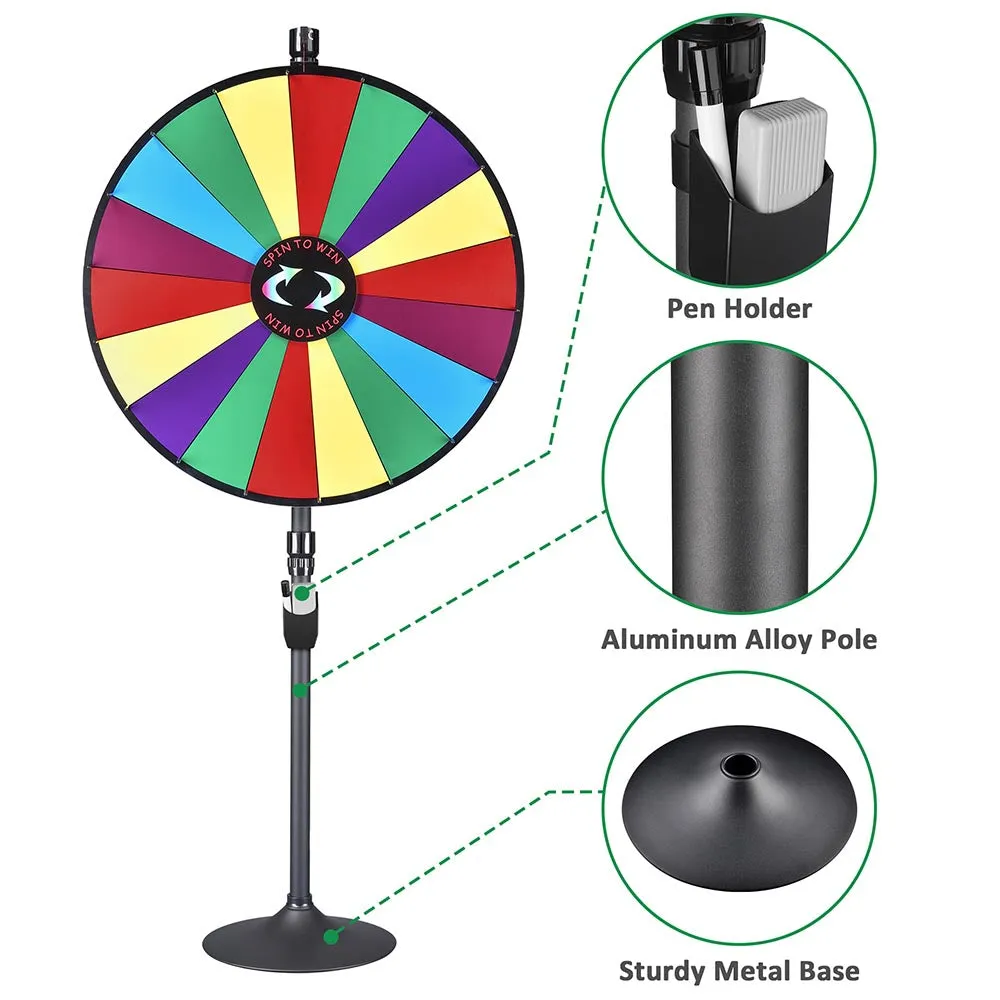 WinSpin 36" Large Color Dry Erase Prize Wheel w/ Stand